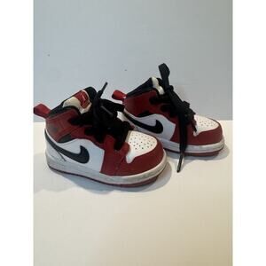 Nike Air Jordan 1 Mid Toddler 4C Red White Black Chicago Kids Shoes